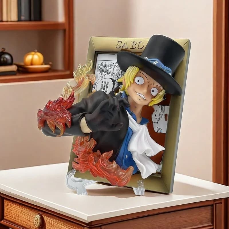 One Pieces King Sabo Ace Rufys Tre fratelli Cornice per foto grande Ornamento Statua Modello fatto a mano Ornamento Giocattoli Compleanno Regalo per bambini