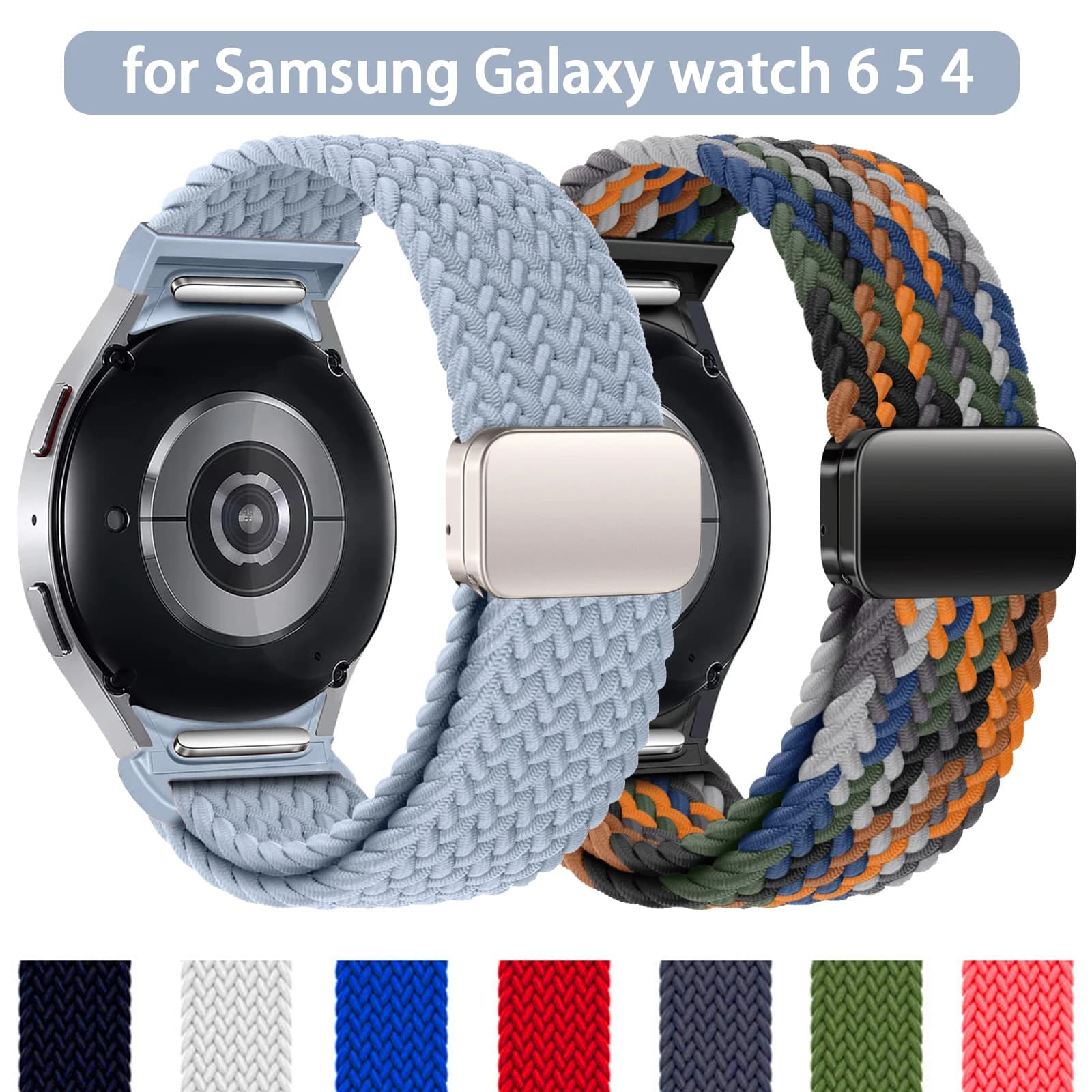 Cinturino intrecciato senza spazi vuoti per Samsung Galaxy Watch 6 4 5 44mm 40mm/5 pro 45mm bracciale magnetico watch6 cinturino classico 47mm 43mm