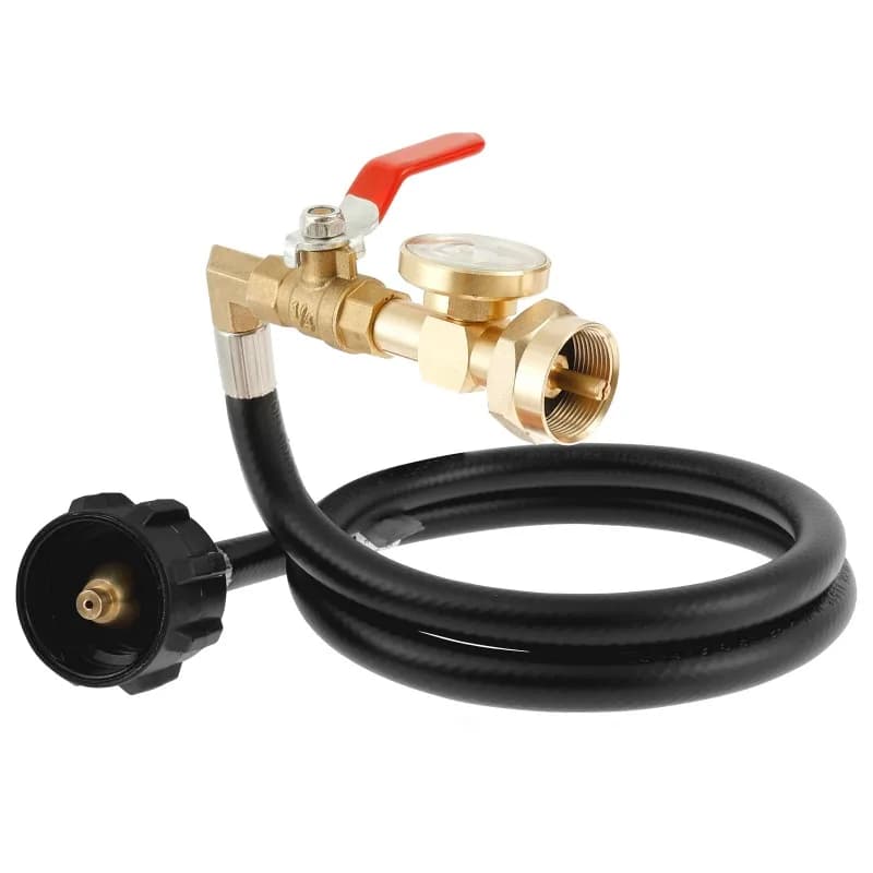 Camping Propane Refill Adapter Hose with Gauge Flexible Propane Tank Extension Hose Connector Picnic Cooking Stove Accessories