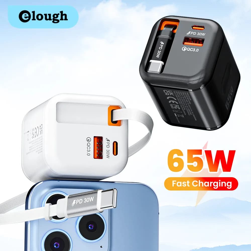 Caricabatterie USB Type-C da 65W con Cavo Telescopico USB-C e Adattatore PD per Ricarica Super Veloce, Compatibile con iPhone 17 16 Huawei