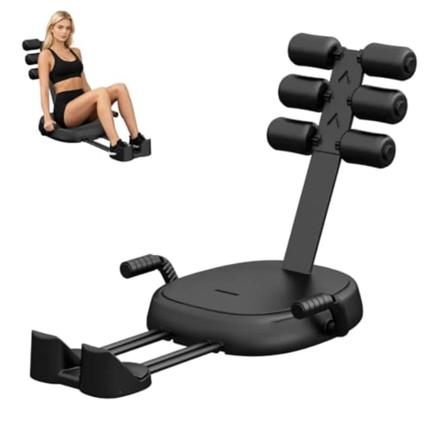 Home and Office Abdominal Machine, Steel Frame with Black Foam Padded, 3 Levels of Resistance with Automatic Rebound, Foldable Roller for Sit-Up