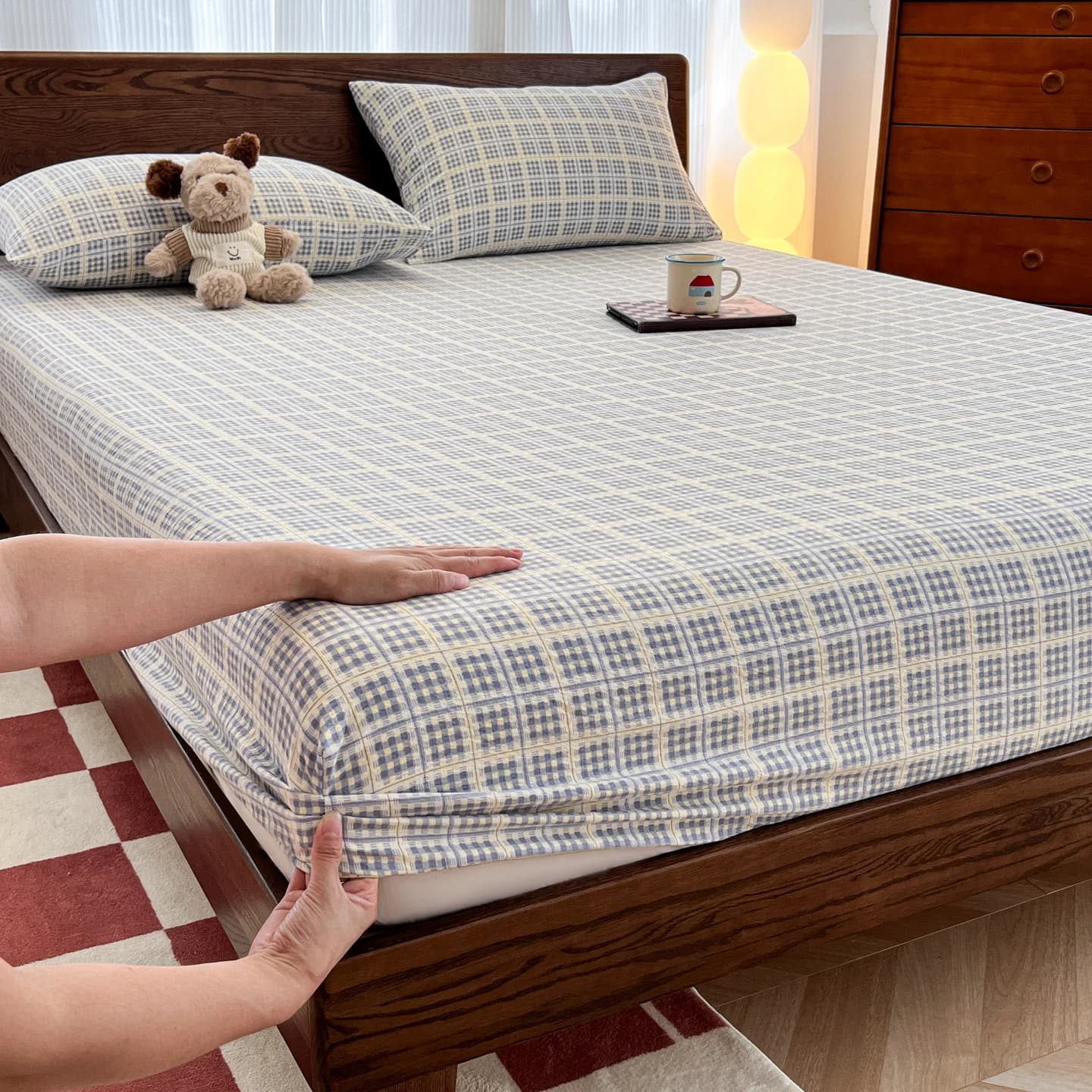 Copriletto antiscivolo Lenzuolo con angoli stampato Lenzuola singole/doppia/queen/king size Biancheria da letto morbida copriletto illuminato (la federa necessaria l'ordine)