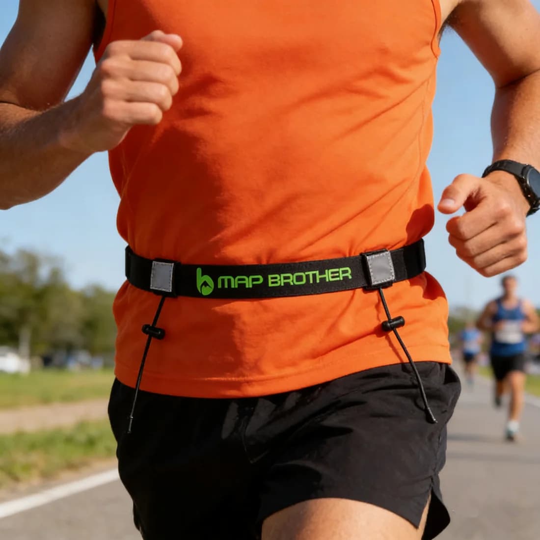 MAP BROTHER M3020 Marsupio Porta Numero da Gara Unisex per Corsa, Triathlon, Marathon, Cycling, Moto, Reflecting with 6 Rings