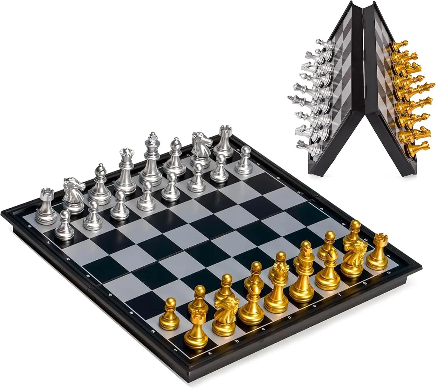 Set di Scacchi Magnetico da Viaggio, Scacchiera Pieghevole con Contenitore, Gioco Portatile per Divertimento in Movimento, 9,7 Pollici
