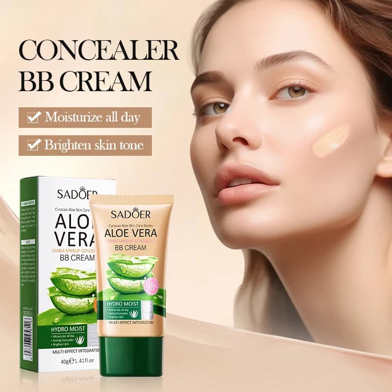 BB aloe cream, whitening concealer, beauty, sun protection, moisturizing, insulating, foundation three in one, portable