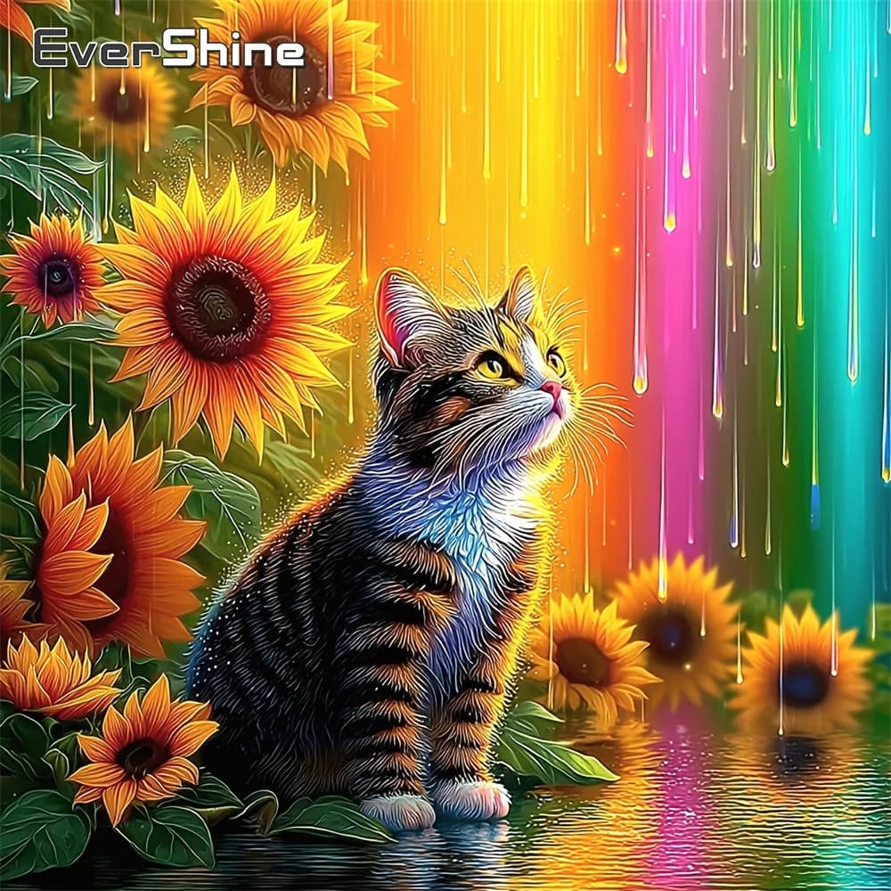 EverShine Diamond Painting con motivo animale per adulti e principianti, mosaico di diamanti, ricamo gatto, girasole, decorazione per la casa