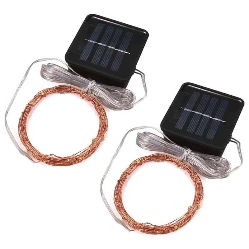 AAAN-Solar Powered For Garden Fairy Lights, 2 Pcs Mini Teeny Tiny Starry String Light For Tree Railing,Arbor Fence,32 Feet Warm