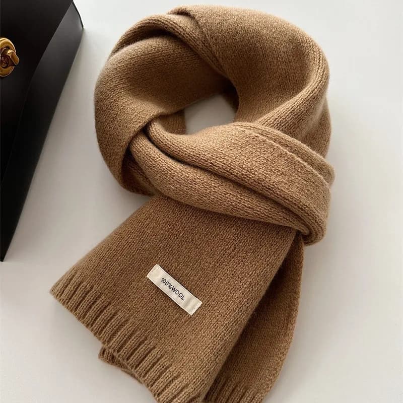Sciarpa in puro cotone australiano selezionato in 100% cashmere Nuovo colore solido Versatile da uomo e da donna Autunno e inverno Caldo lavorato a maglia