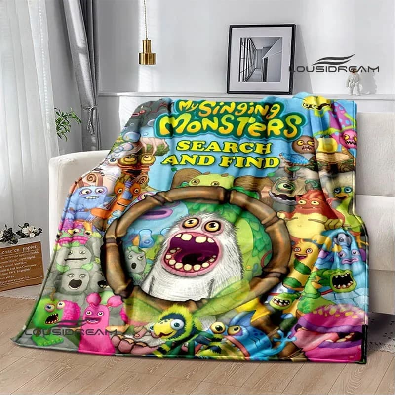 Coperte stampate con il cartone animato Game My Singing Monsters, coperta da picnic, coperta calda in flanella, coperte da viaggio, rivestimenti per letto, regalo di compleanno