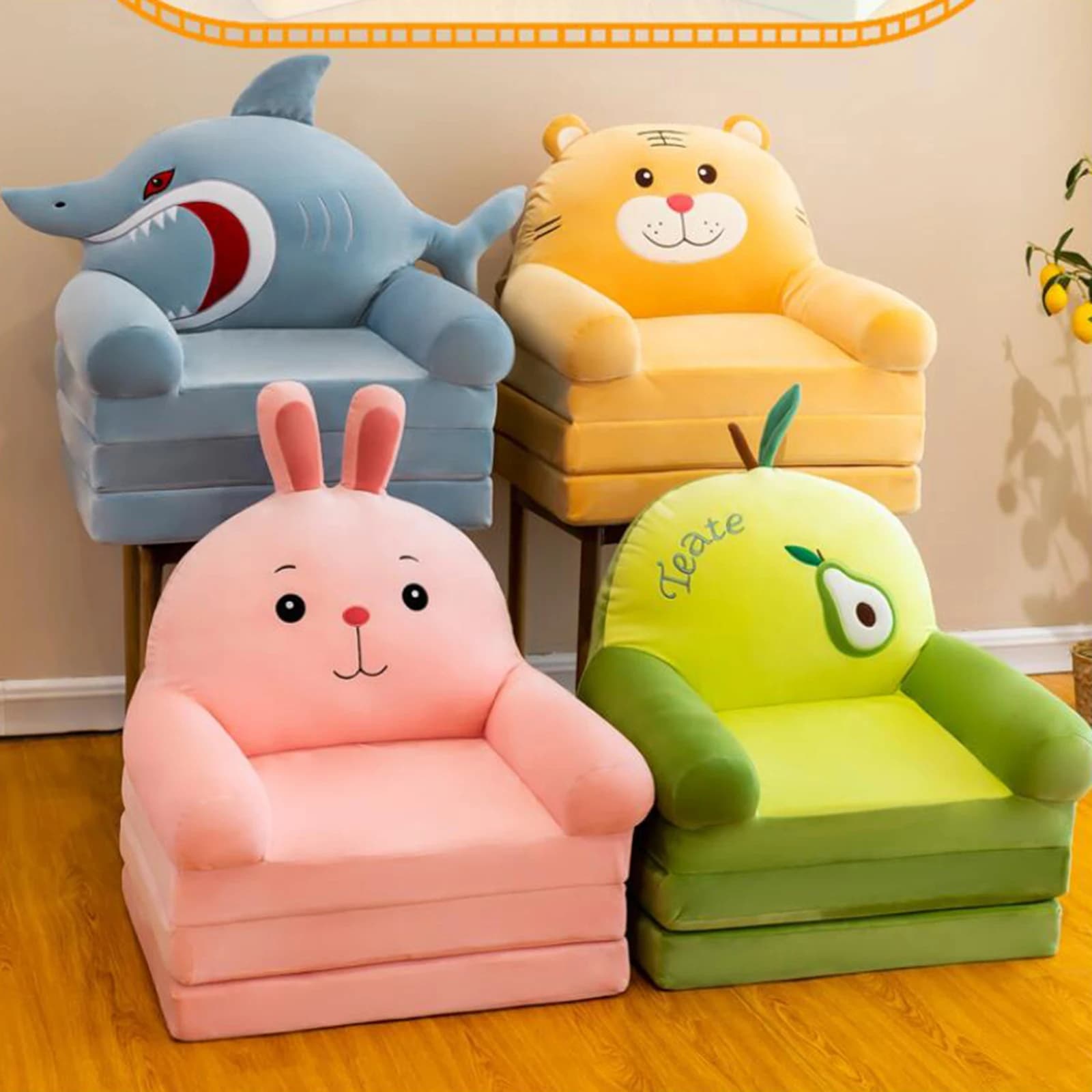 Cute children's seat cover cute cartoon cover breathable removable cover for living room armchair bedroom home