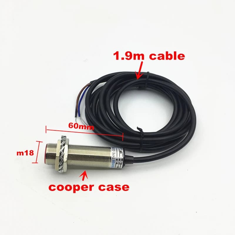 Cylinder Sensor M18 Diffuse Laser Photoelectric Sensor Long Detection Distance Range 50cm DC 3-wire Sensor Switch 12v 24V