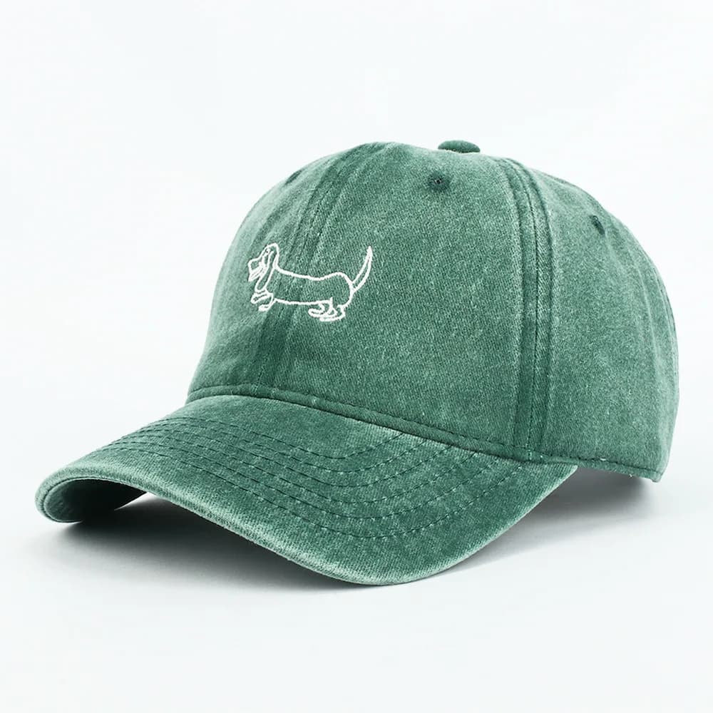 Berretto da baseball ricamato con motivo cane Uomo Donna Cappelli da sole streetwear hip-hop in cotone lavato vintage