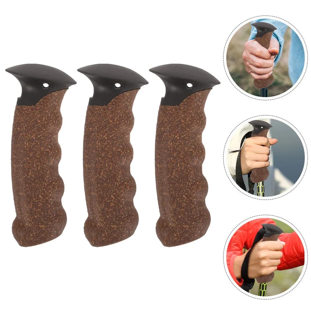 Set of 3 Non-slip Cork Pads for Trekking Sticks, Hiking Sticks and Skiing Sticks Adapters