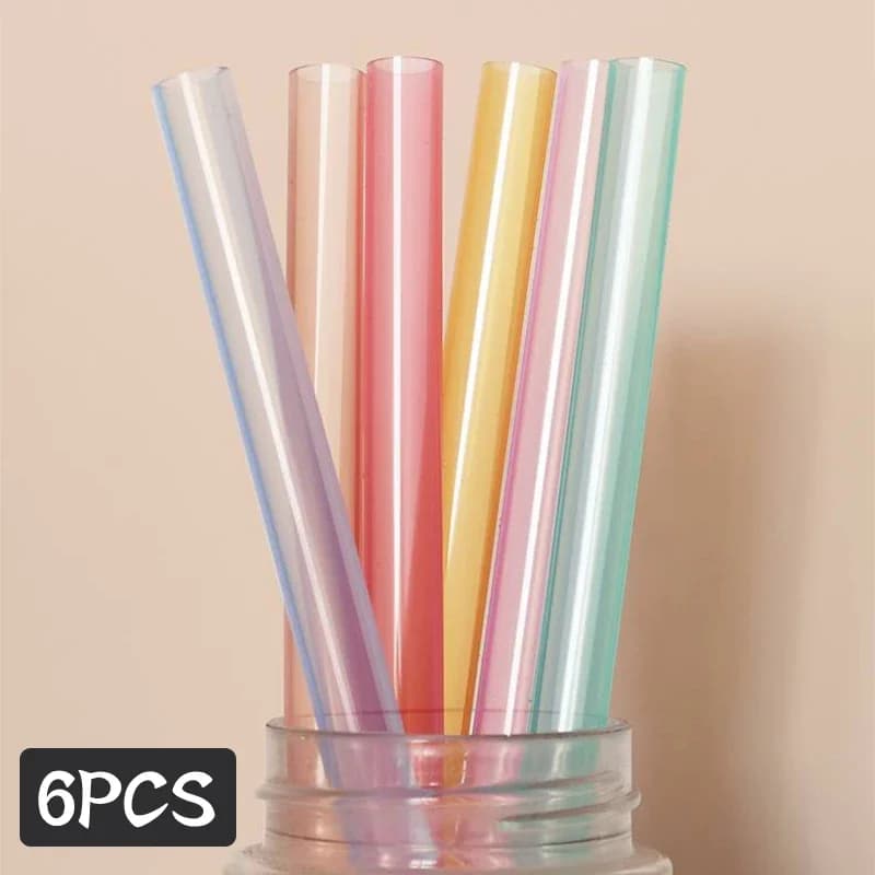 Cannucce in silicone da 6 pezzi Cannucce in silicone flessibili trasparenti con spazzola per la pulizia Cannuccia riutilizzabile per succo di bevande Cannuccia per latte potabile