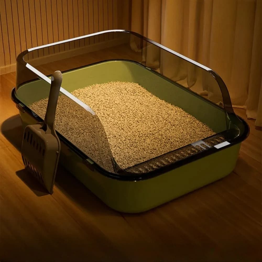Lettiera per gatti aperta Ispessimento Toilette per gatti Semi-chiusa Padelle per animali domestici antispruzzo lato alto con lettiera Forniture per gatti