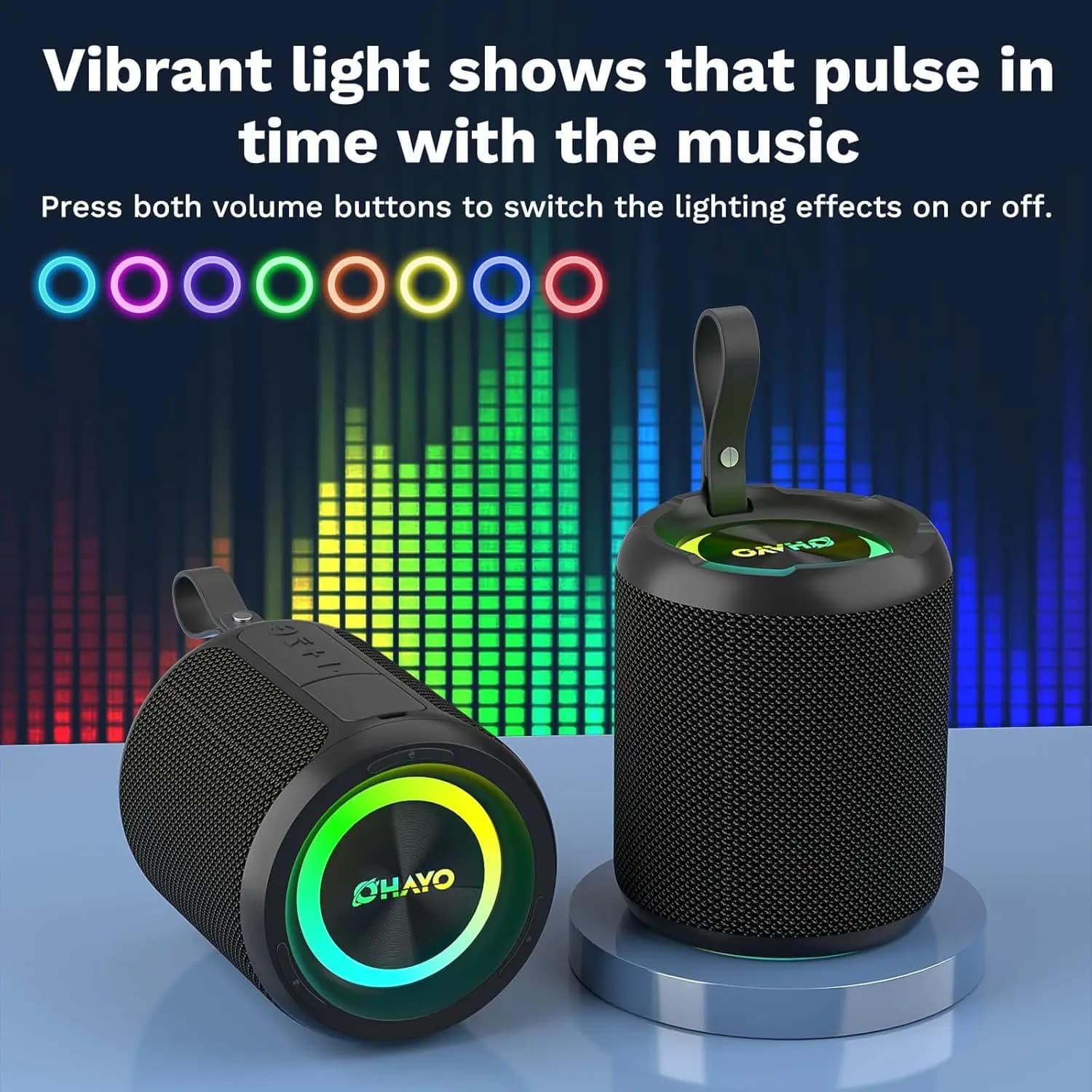 OHAYO Altoparlante Bluetooth portatile wireless da 40 W con luci, impermeabile IPX7, suono forte, luci RGB, accoppiamento TWS, scheda AUX e TF