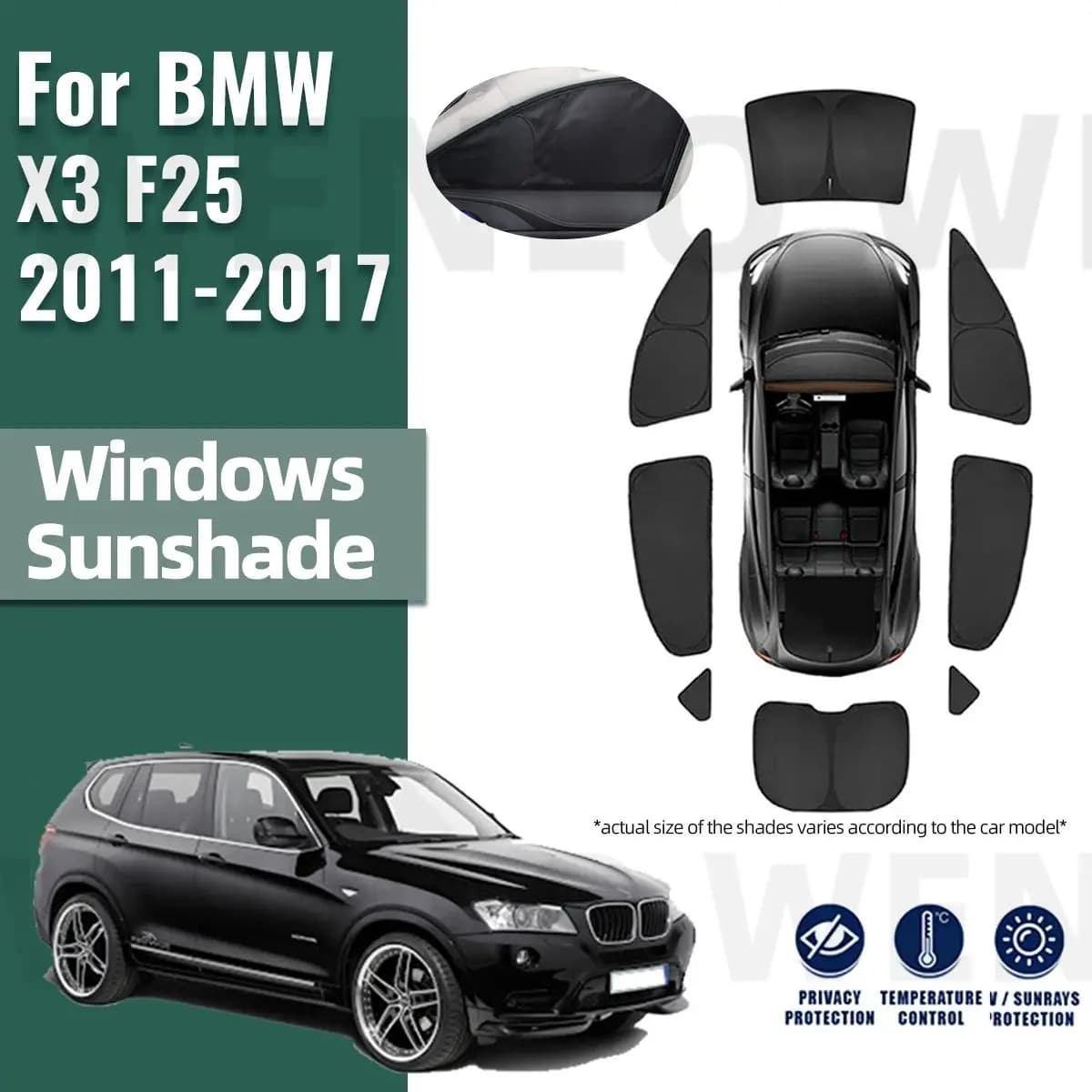 Per BMW X3 F25 2011-2016 2017 Copertura Completa Parasole Per Auto Parabrezza Anteriore Tenda Lunotto Laterale Posteriore Visiera Parasole Ombra