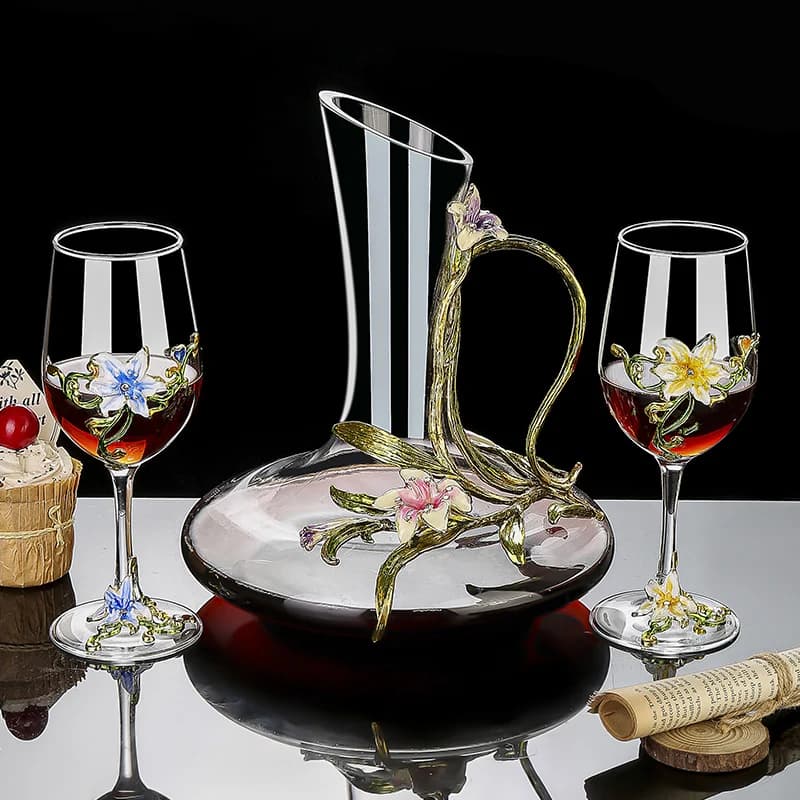 Set di calici vintage in cristallo smaltato, bicchieri da vino champagne di lusso per cene romantiche e occasioni speciali