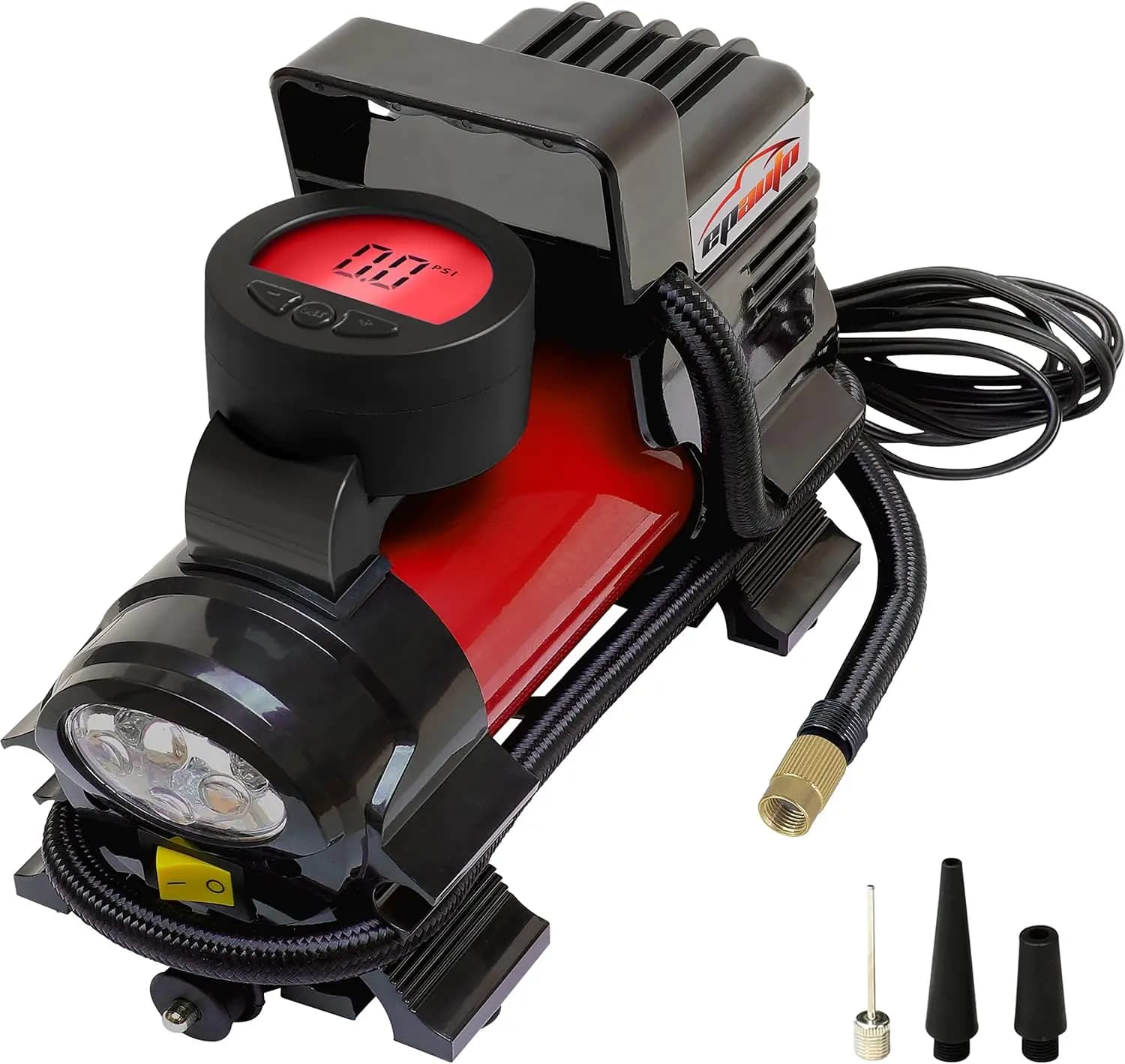 Compressore d'Aria Digitale Portatile, Pompa Gonfiagomme 12V DC per Auto e Biciclette