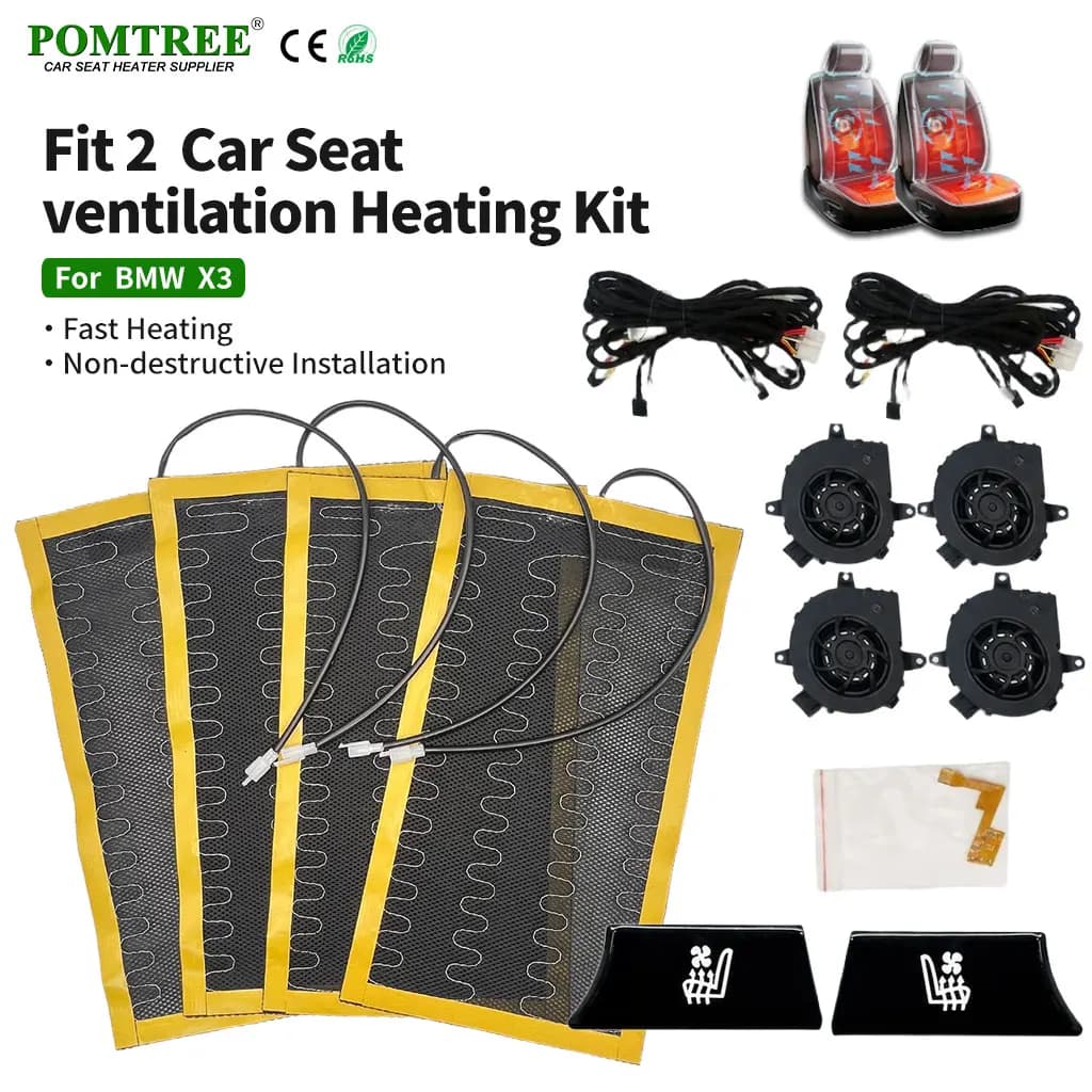 Car Seat Vent Heat Kit For BMW X3 Built-in 2 Seats Alloy Wire Summer Winter Dedicated Switch Full Wiring Harness System Part