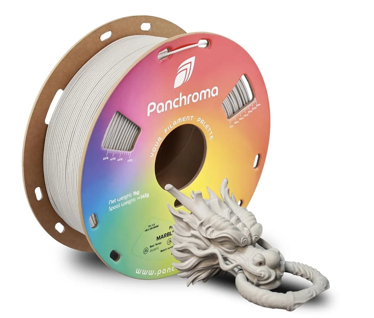 Filament PLA Polymaker Panchroma Marmo, Effetto Marmo Calcareo 1.75mm 1kg for 3D Printing, Compatible with Most FDM 3D Printers