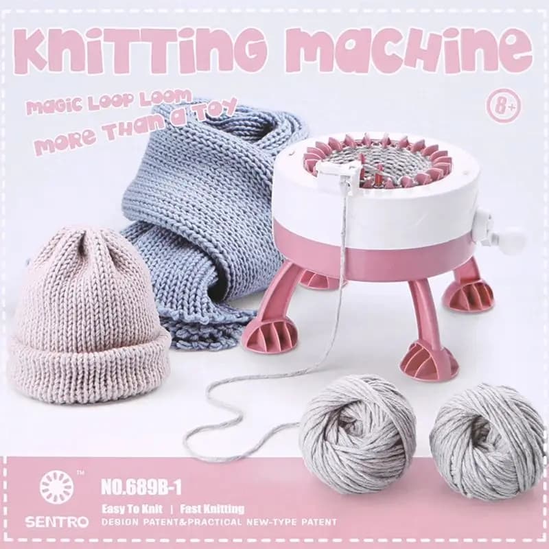 22-Needle Compact Hand Crank Knitting Machine DIY Weaving Loom for Scarf Hat Sock Sweater - Handmade Craft Knitting Tool
