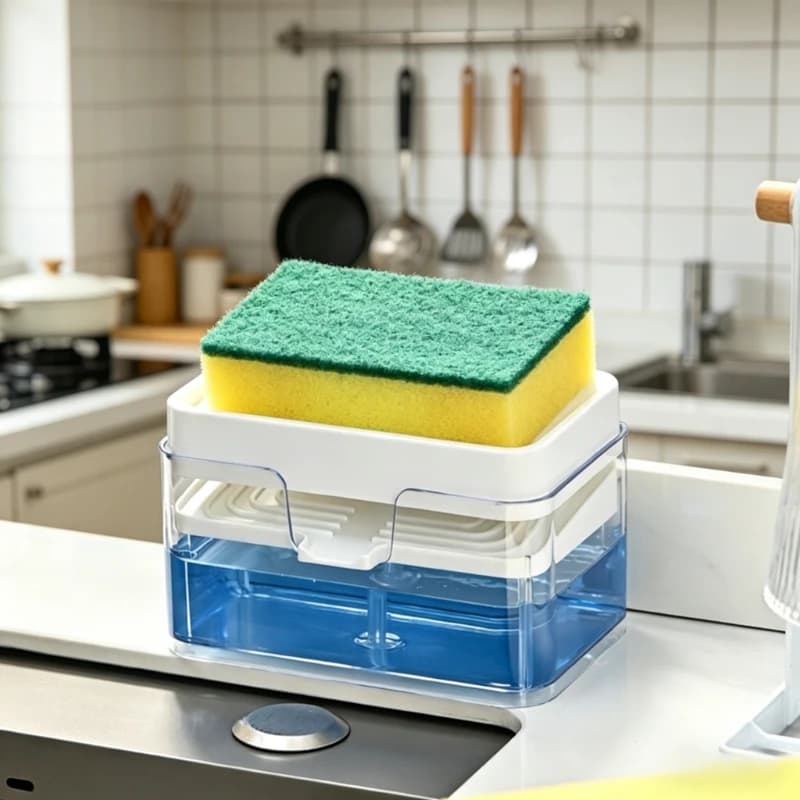 Dispenser di sapone multifunzionale Dispenser di sapone per le mani rimovibile Erogazione automatica a pressione Ideale per cucine e bagni