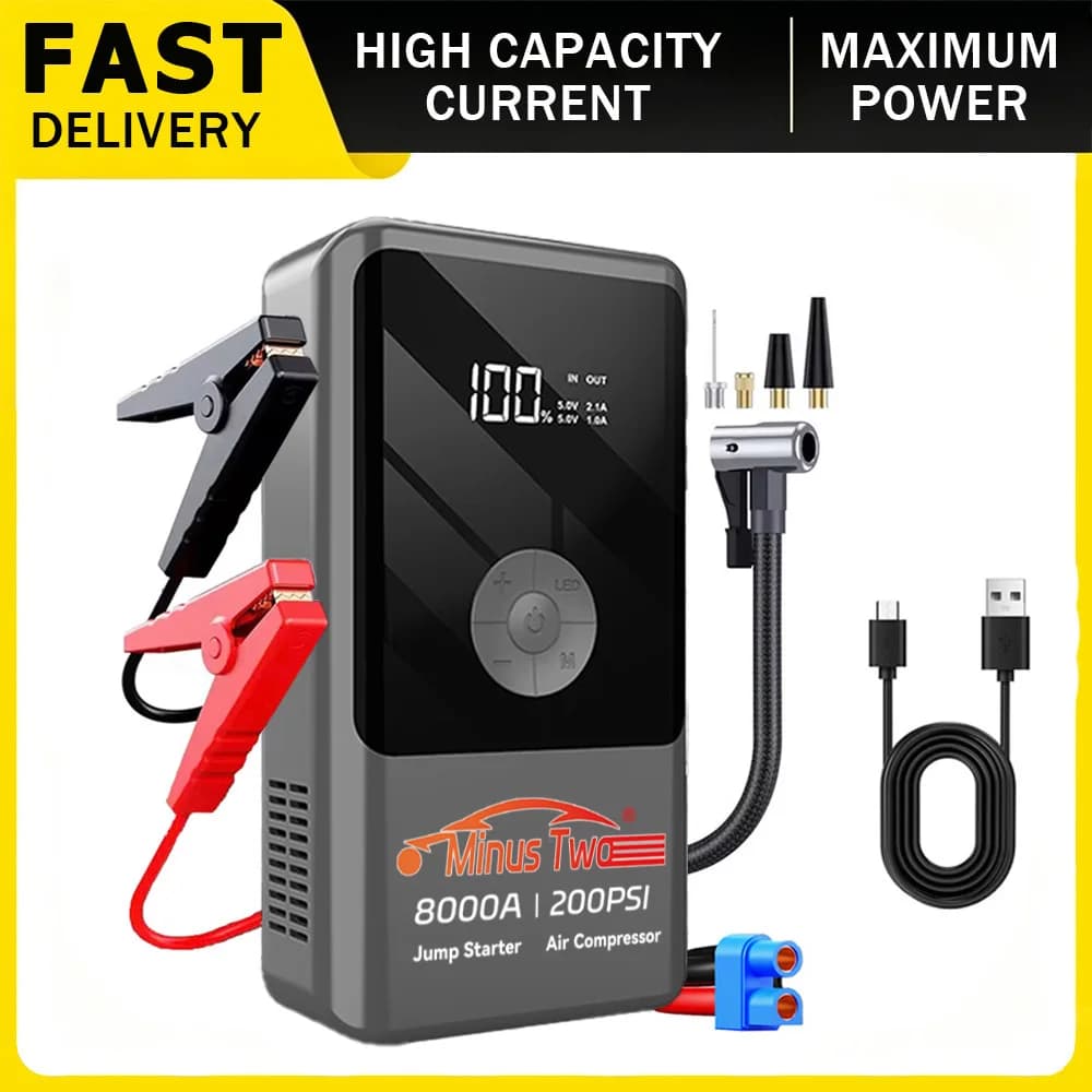Avviatore di emergenza per auto 1000A Accumulatori e caricabatterie di riserva portatile Batteria per auto Booster 12V Dispositivo di avviamento per auto per benzina 4.0L Diesel 2.0L
