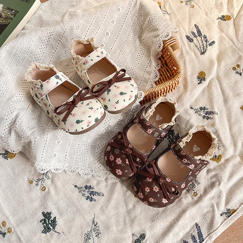 Scarpe da principessa per ragazza primaverile, floreali, adorabili, versatili, scarpe basse per bambini, punta tonda, morbide, comode, alla moda, Mary Janes per bambini 21-32