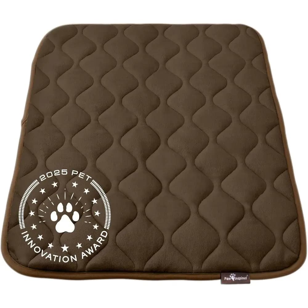 Tappetini Imbottiti Lavabili per Gabbie o per Cani | Tappetino 35” x 22”, per cuccette da 36 pollici | Cuccia per Animali Domestici Impermeabile e Resistente agli Schizzi, con Fondo in Peluche (Marrone)