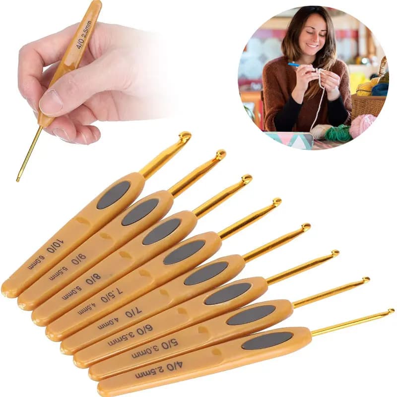 8 pezzi uncinetti set 2.5-6.0mm ferri da maglia ergonomici uncinetti con manici morbidi per accessori da cucito fai da te