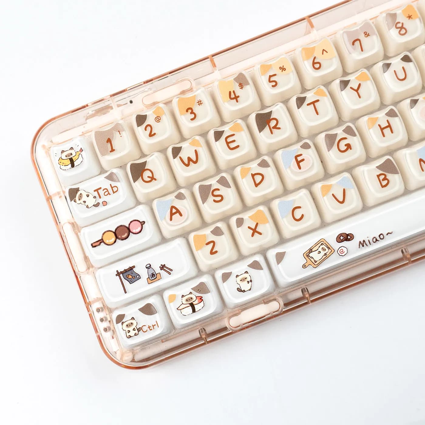 Jelly Sushi Kitten Keycaps 119 Keys Cute Ice Crystal MAO Profile Cat shaped Key caps for Cherry MX 61 68 104 Mechanical Keyboard