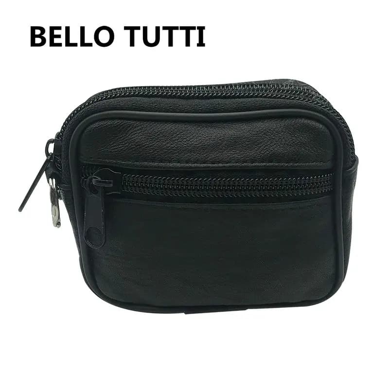 BELLO TUTTI uomo fondina portafoglio con cerniera chiave piccola cintura borsa per passaporto portamonete fermasoldi in vera pelle di montone e porta documenti