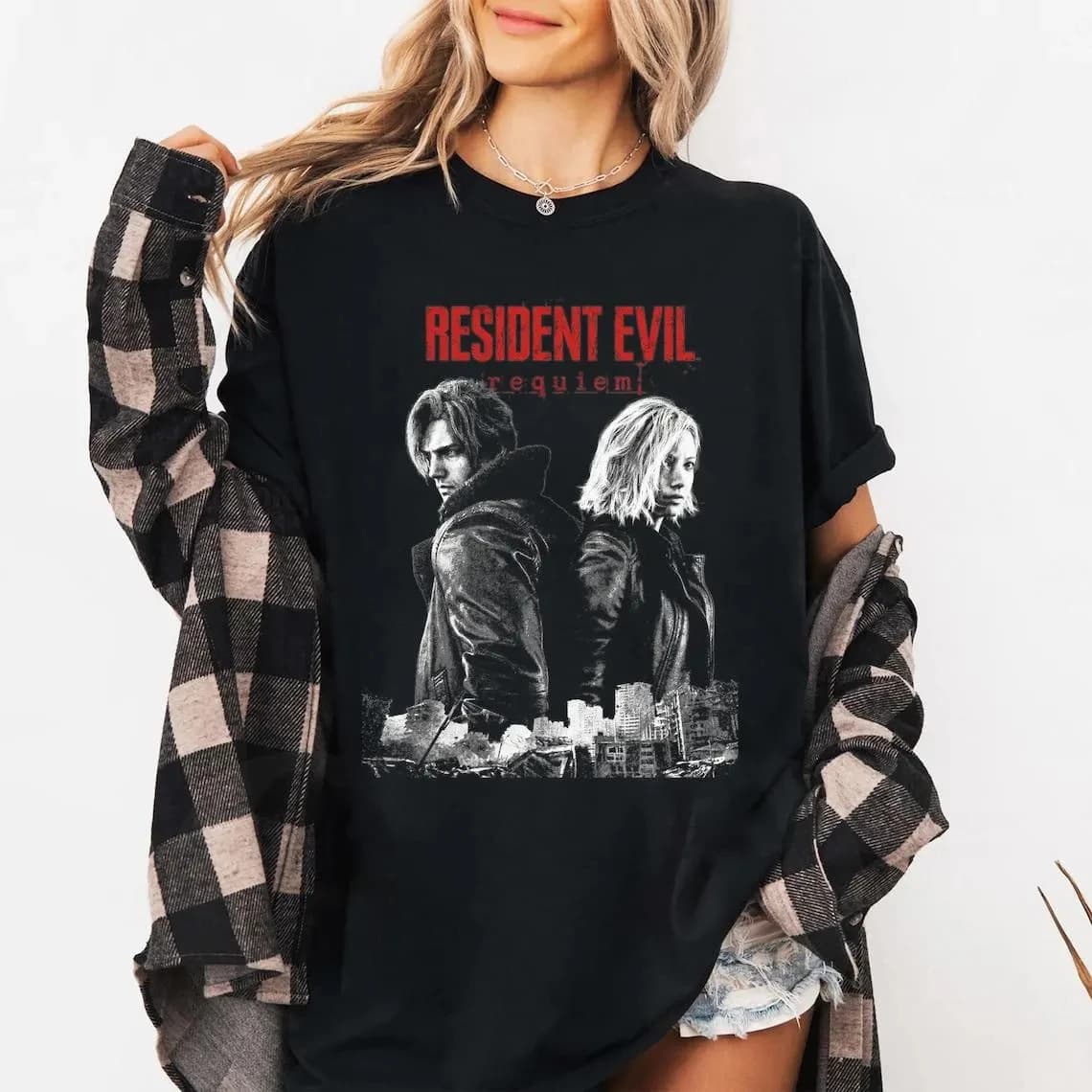 Women's Oversize T-shirt Summer Plus Size Vintage Resident Evil Requiem in Breathable Cotton Elegant Versatile Style Streetwear