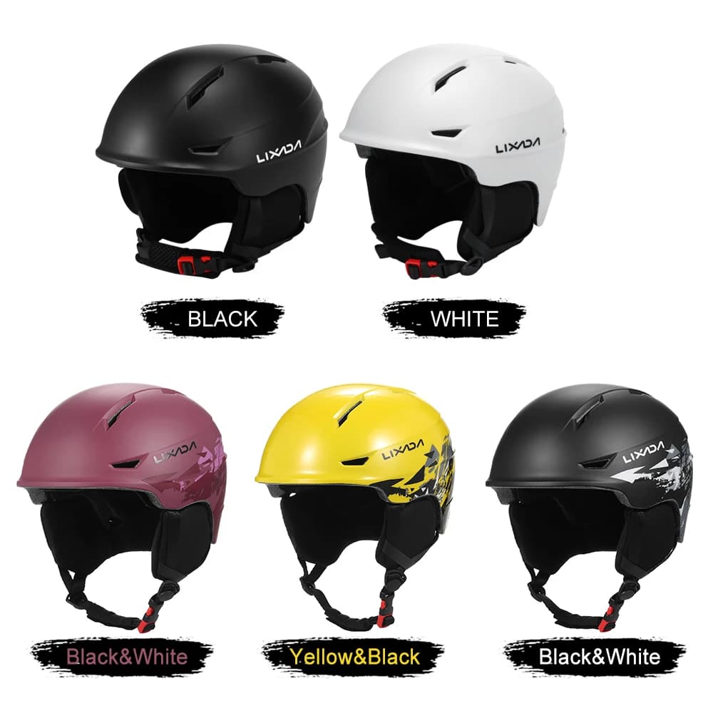Casco da Snowboard con Paraorecchie Staccabili, Casco da Sci di Sicurezza per Uomo e Donna con Cinturino Fissaggio Occhiali, Professionale per Sport Invernali
