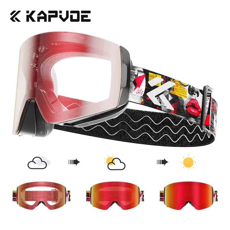 KAPVOE Nuovi Occhiali da Sci Fotocromatici Doppi Strati Lente Anti-appannamento UV400 Occhiali da Sci Sci Invernale Snowboard Uomo Donna Occhiali da Neve