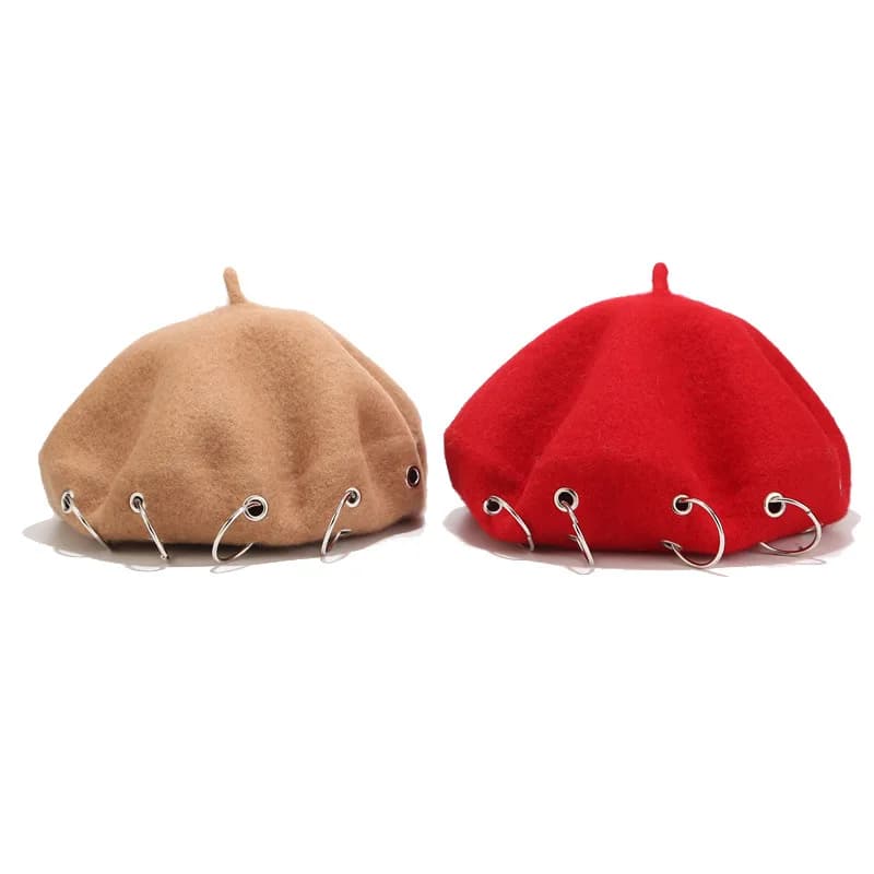Nuovo Berretto Invernale Caldo in Lana da Donna e Ragazza, Stile Francese da Artista, Cappello Beanie Rosso Nero Viola Beige Arancione Kawaii, Berretti a Tesa Piatta Caldi