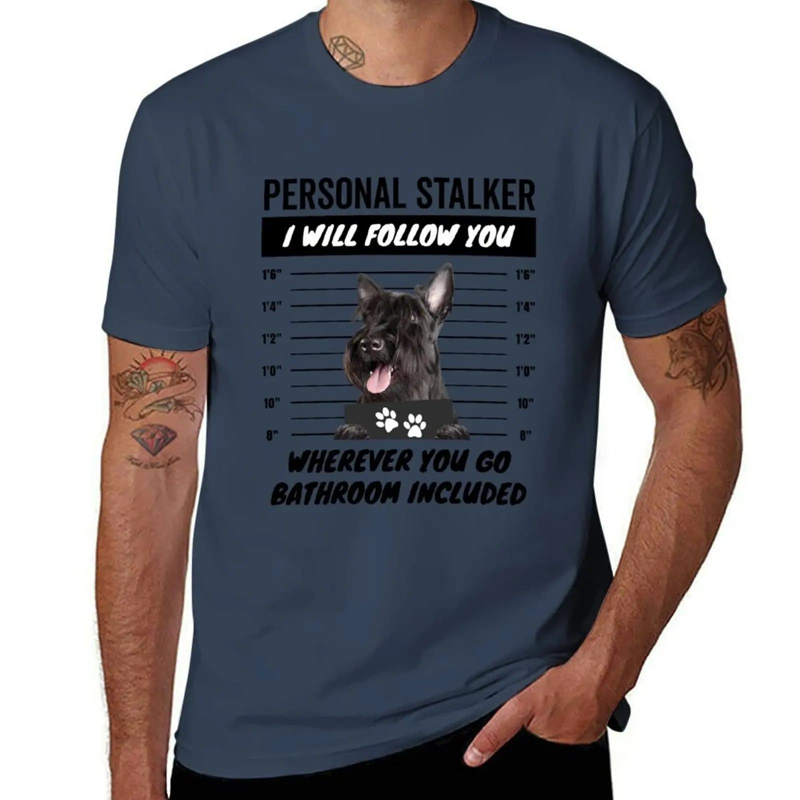 Terrier Scottish – Stalker Personal Dog T-shirt nera casual per il Ringraziamento