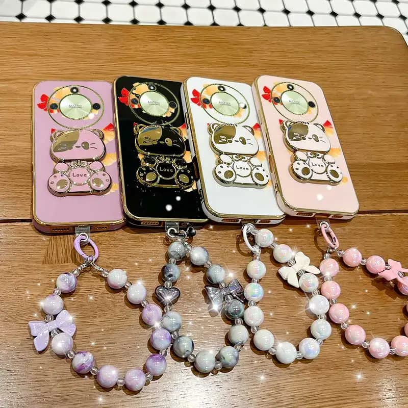 3pcs( Red maple leaves Phone Case+Lanyard+Rabbit Stand) For Honor X50 Pro/X50GT/X40/Magic6Pro/Magic6 Lite/Magic5 Lite Phone Case