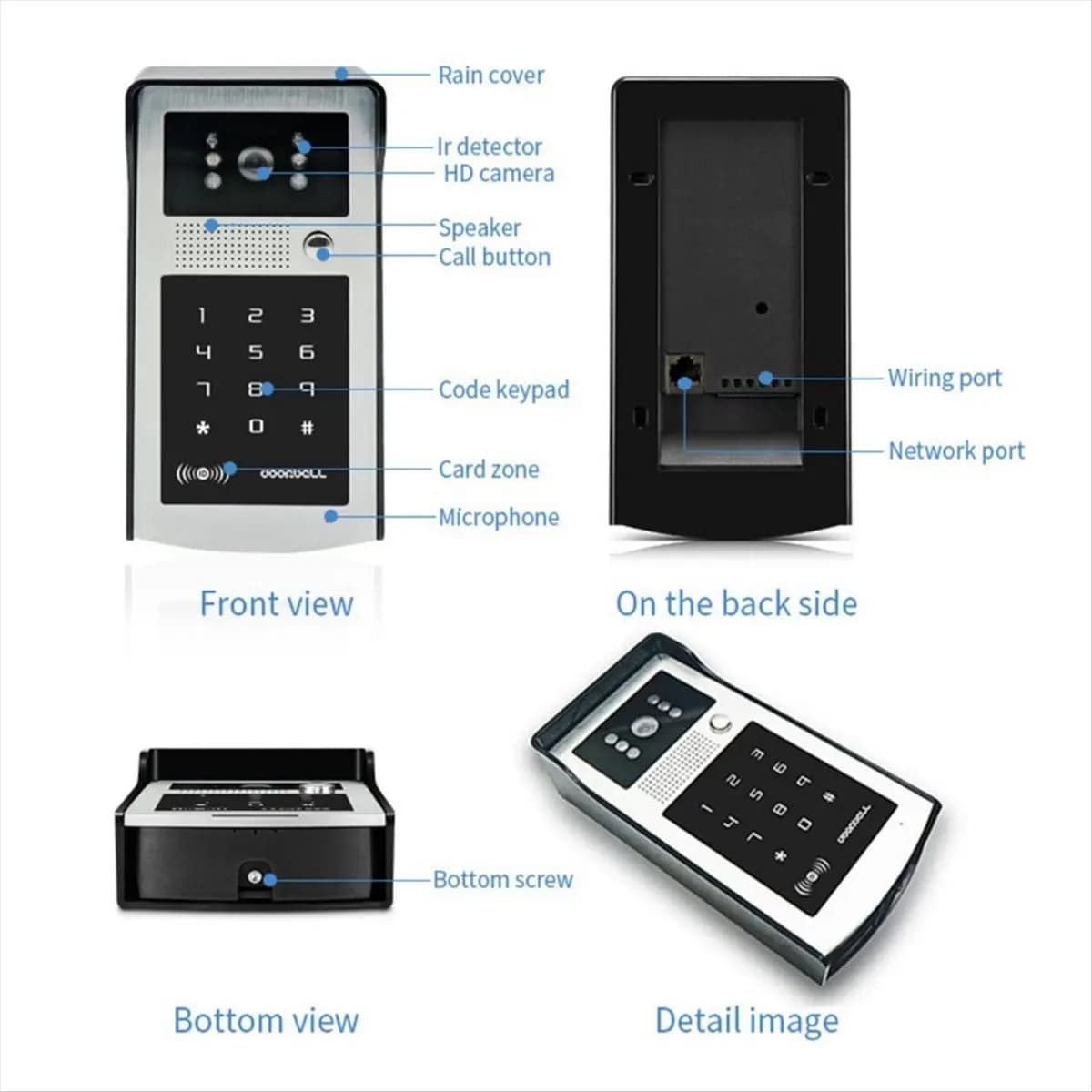 A77K Tuya Smart Wifi Video Doorbell System 1080P Wireless Video Door Phone Outdoor WIFI Camera RFID Card EU Plug