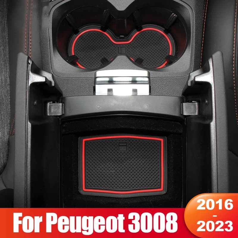 For Peugeot 3008 5008 GT 2016 2017 2018 2019 2020 2021 2022 2023 Hybrid Anti-Slip Gate Slot Cup Zerbino Pad Accessories