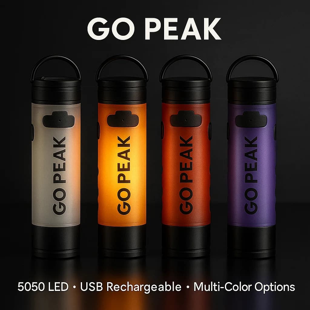 Gopeak 5050 Mini LED Flashlight USB Charging with Clip for Hat, Portable Light for Camping, Hiking and Leisure