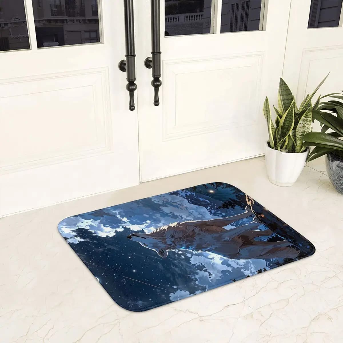 Tappetino zerbino antiscivolo con lupo animale Tappetino resistente all'acqua e all'olio per ingresso cucina Tappetini poggiapiedi camera da letto di casa