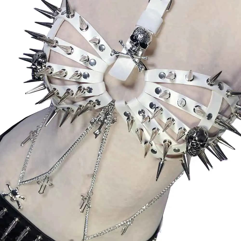 Goth Tops with Spikes Y2K T-shirt Women's Grunge Festival Bra Gothic Tank Punk Rock Clothes Boho Spiked Emo Clothing