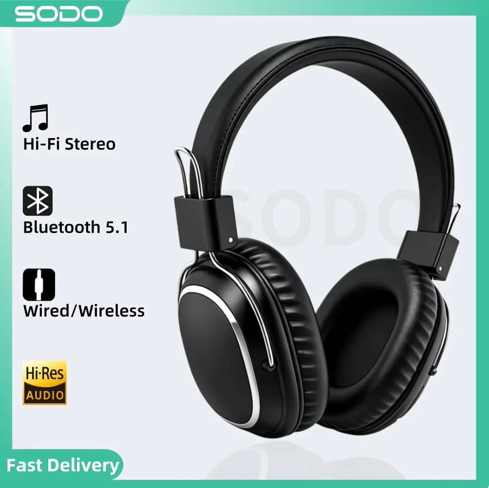 SODO SD-1004 Wireless Headphones Foldable Bluetooth 5.3 HIFI Stereo Headset 40mm Driver Over Ear Headphone with Mic Support TF