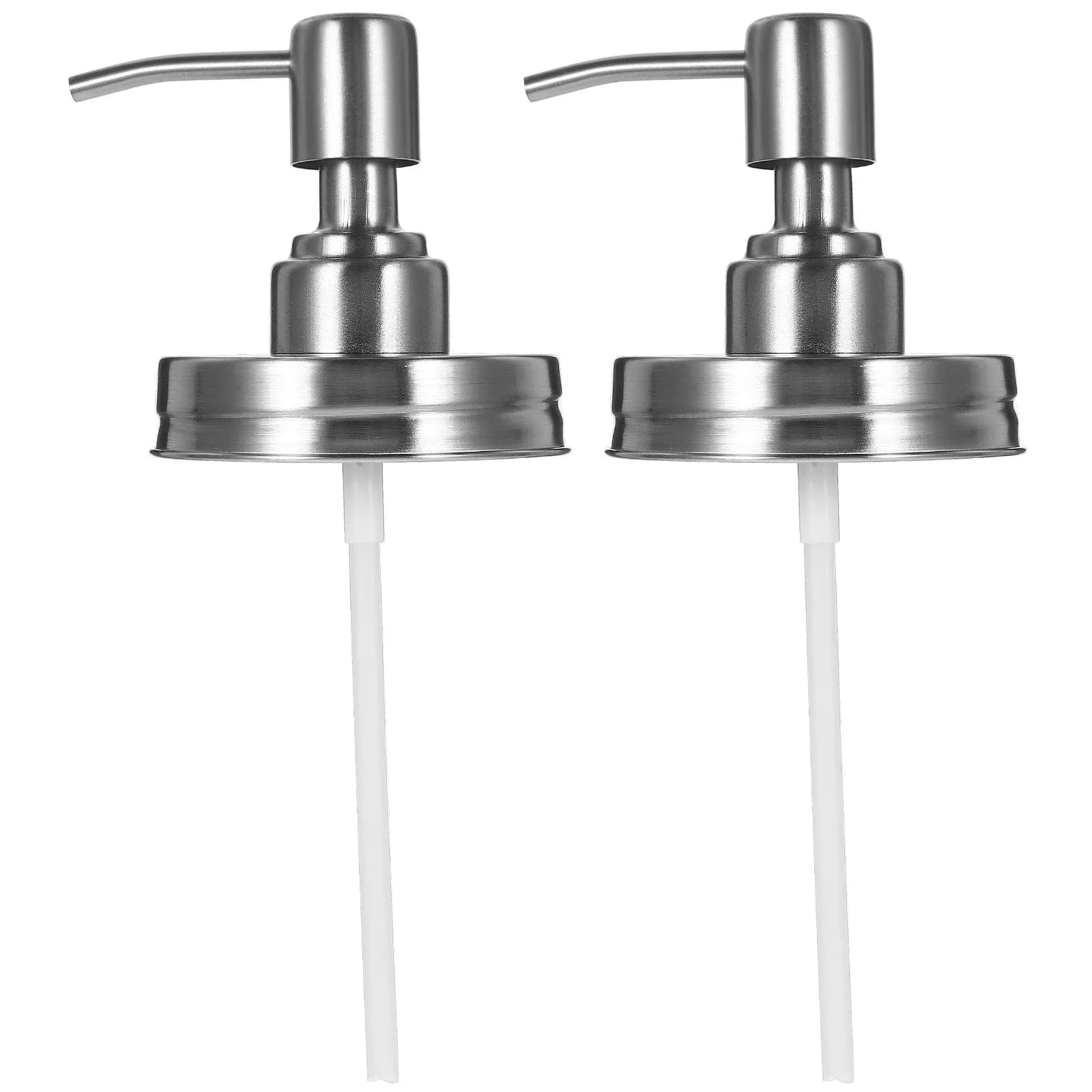 2 Pezzi Coperchio a Pompa in Acciaio Inossidabile per Barattoli Mason, Dispenser per Lozioni, Shampoo, Sapone - Design Moderno ed Elegante, Sigillatura Antigoccia per Barattoli da Conservazione