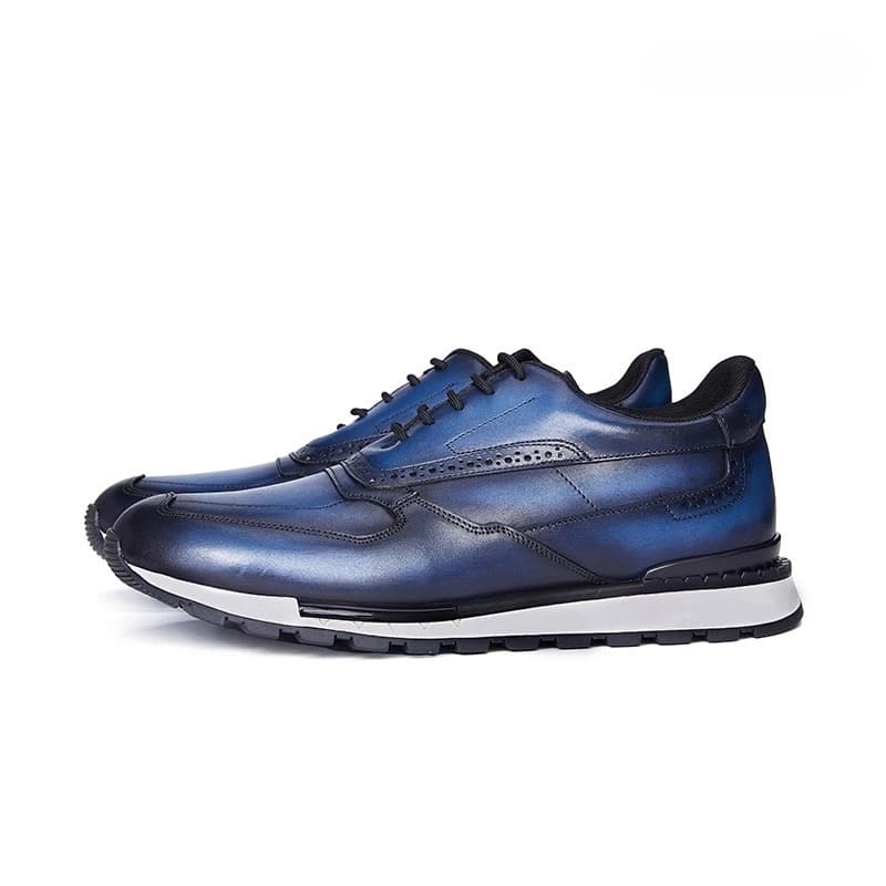 Primavera Autunno Moda Sport Scarpe casual in pelle da uomo in vera pelle escursionismo all'aperto scarpe da ginnastica da lavoro appartamenti maschili Oxford blu