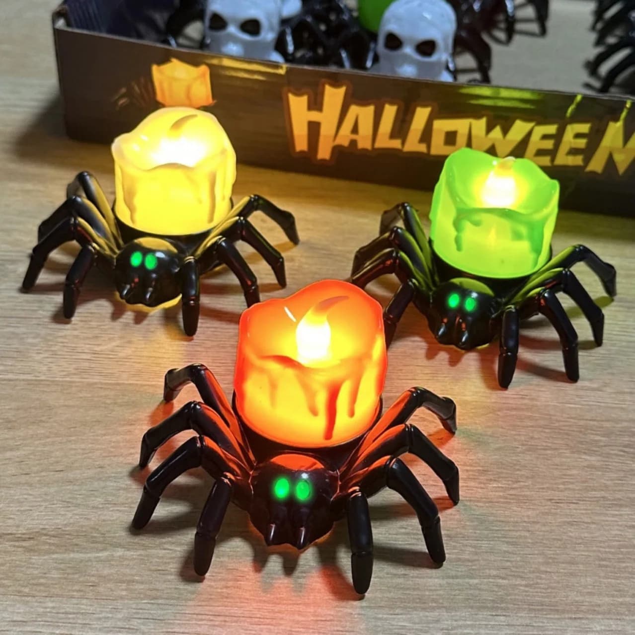 Spider Halloween Decor Spooky LED Candle Light Safe Flameless Flicker Party Decoration Festive Atmosphere Holiday