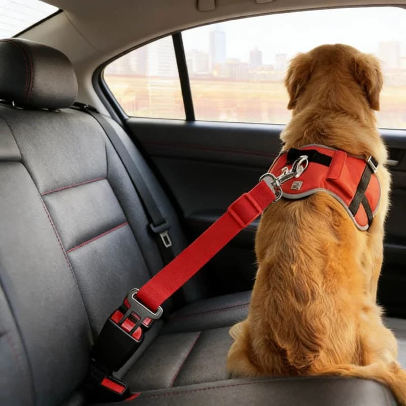 Cintura di Sicurezza per Auto per Animali Domestici 2-in-1, Corda di Trazione Regolabile Anti-Collisione, Cintura Fissa per la Guida Sicura, Accessori Essenziali per Cani