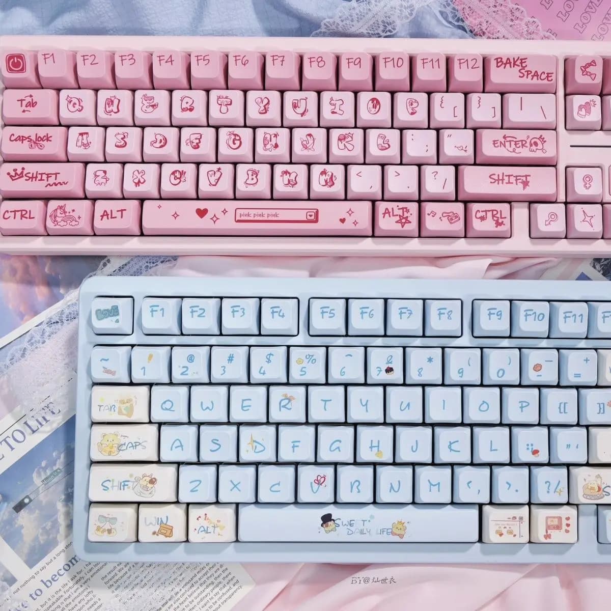 Copritasti graffiti rosa, sublimazione materiale pbt originale, adatto per tastiera meccanica altezza KTA